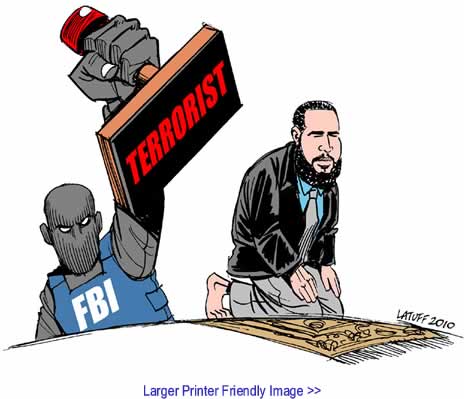 Political Cartoon: Being Muslim in the USA By Carlos Latuff