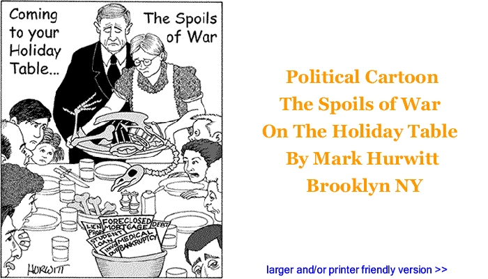 Political Cartoon - The Spoils of War on The Holiday Table By Mark Hurwitt, Brooklyn NJ