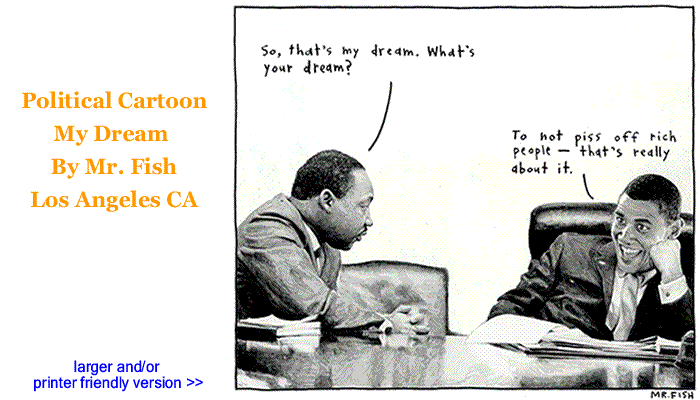 Political Cartoon - My Dream By Mr. Fish, Los Angeles CA