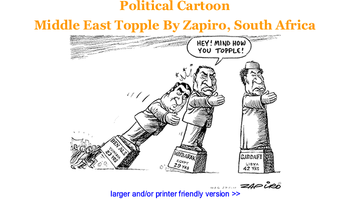 Political Cartoon - Middle East Topple By Zapiro, South Africa