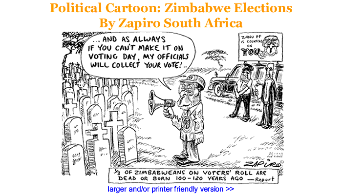Political Cartoon - Zimbabwe Elections By Zapiro, South Africa 