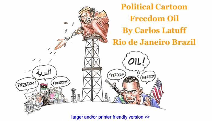 Political Cartoon - Freedom Oil By Carols Latuff, Rio de Janeiro Brazil