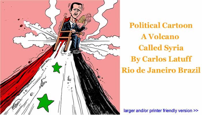Political Cartoon - A Volcano Called Syria By Carlos Latuff, Rio de Janeiro Brazil