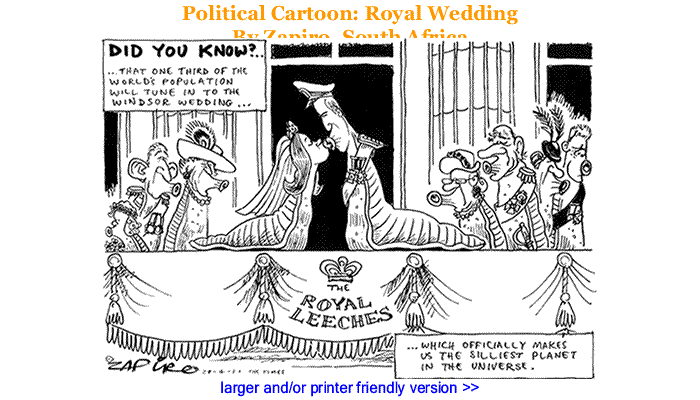 Political Cartoon - Royal Wedding By Zapiro, South Africa