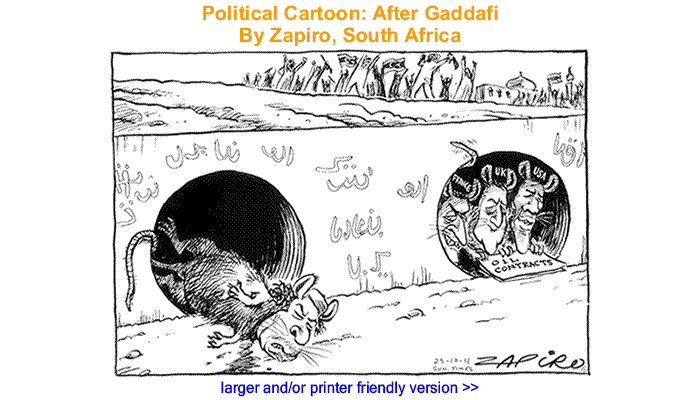 Political Cartoon - After Gaddafi By Zapiro, South Africa
