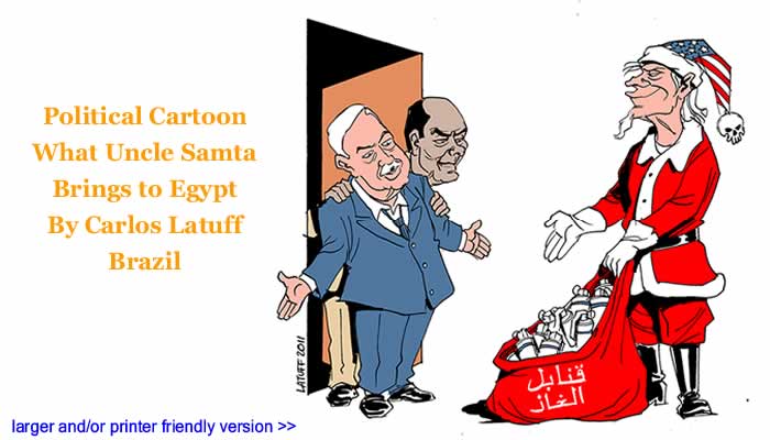 Political Cartoon: What Uncle Samta Brings to Egypt By Carlos Latuff, Brazil