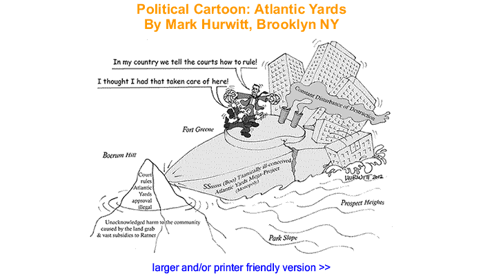 Political Cartoon - Atlantic Yards By Mark Hurwitt, Brooklyn NY