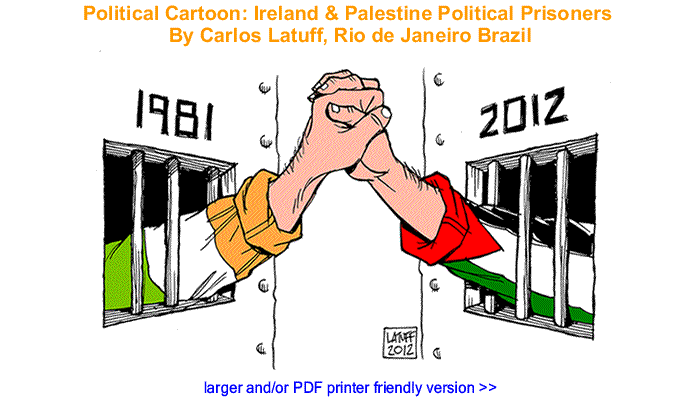 Political Cartoon - Ireland & Palestine Political Prisoners By Carlos Latuff, Rio de Janeiro Brazil