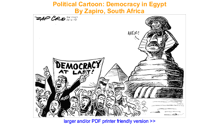 Political Cartoon - Democracy in Egypt By Zapiro, South Africa