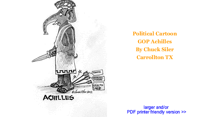 Political Cartoon - GOP Achilles By Chuck Siler, Carrollton TX