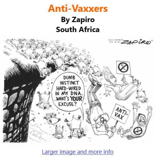 BlackCommentator.com Sept 9, 2021 - Issue 878: Anti-Vaxxers - Political Cartoon By Zapiro, South Africa