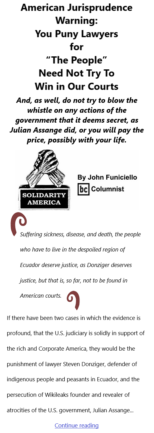 BlackCommentator.com Oct 14, 2021 - Issue 883: American Jurisprudence Warning - Solidarity America By John Funiciello, BC Columnist