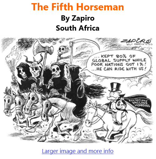 BlackCommentator.com Oct 21, 2021 - Issue 884: The Fifth Horseman - Political Cartoon By Zapiro, South Africa