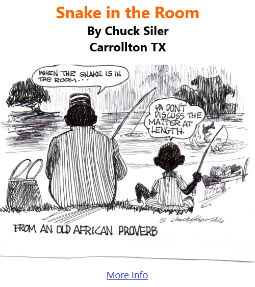 BlackCommentator.com Nov 4, 2021 - Issue 886: Snake in the Room - Political Cartoon By Chuck Siler, Carrollton TX