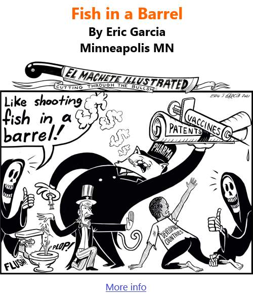 BlackCommentator.com Dec 9, 2021 - Issue 891: Fish in a Barrel - Political Cartoon By Eric Garcia, Minneapolis MN