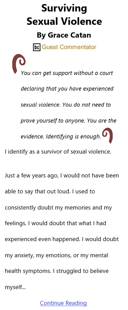 BlackCommentator.com July 21, 2022 - Issue 920: Surviving Sexual Violence By Grace Catan, BC Guest Commentator
