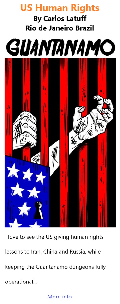BlackCommentator.com Sept 29, 2022 - Issue 925: US Human Rights - Political Cartoon By Carlos Latuff, Rio de Janeiro Brazil