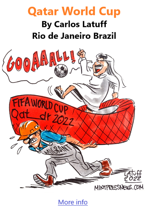 BlackCommentator.com Issue 935: Qatar World Cup - Political Cartoon By Carlos Latuff, Rio de Janeiro Brazil