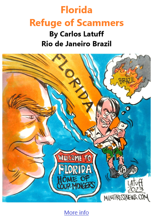 BlackCommentator.com Issue 940: Florida, Refuge of Scammers - Political Cartoon By Carlos Latuff, Rio de Janeiro Brazil