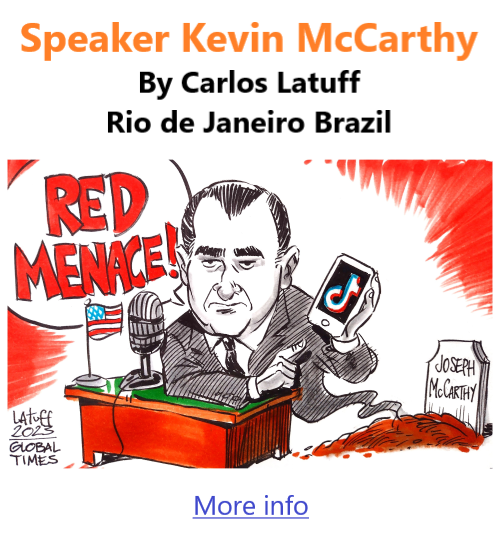 BlackCommentator.com Mar 30, 2023 - Issue 949: Speaker Kevin McCarthy - Political Cartoon By Carlos Latuff, Rio de Janeiro Brazil