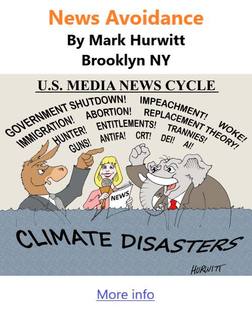 BlackCommentator.com Sept 28, 2023 - Issue 971: News Avoidance - Political Cartoon By Mark Hurwitt, Brooklyn NY
