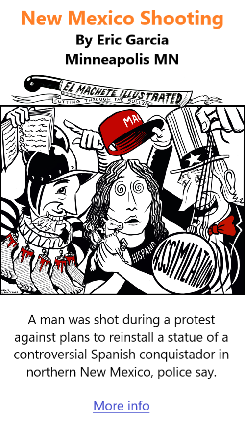 BlackCommentator.com Oct 5, 2023 - Issue 972: New Mexico Shooting - Political Cartoon By Eric Garcia, Minneapolis MN