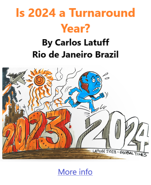 BlackCommentator.com Jan 18, 2024 - Issue 984: Is 2024 a Turnaround Year? - Political Cartoon By Carlos Latuff, Rio de Janeiro Brazil