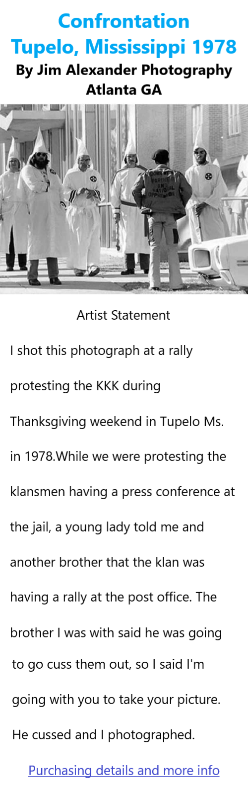 BlackCommentator.com Feb 22, 2024 - Issue 989: Black History Month: Confrontation - Tupelo, Mississippi 1978 By Jim Alexander Photography, Atlanta GA