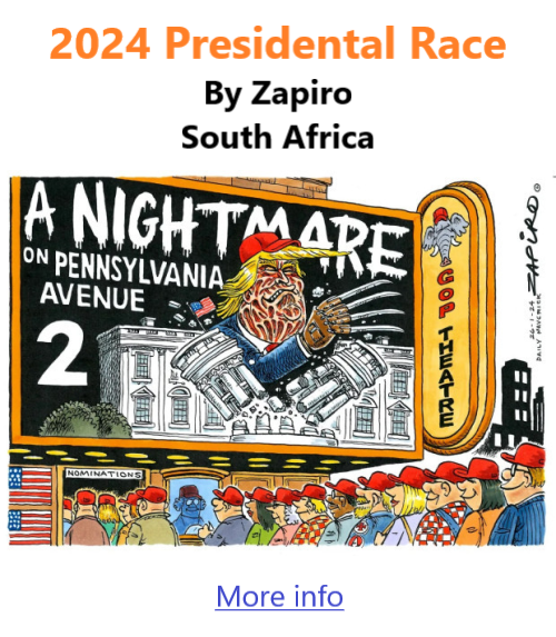BlackCommentator.com Feb 22, 2024 - Issue 989: 2024 Presidental Race - Political Cartoon By Zapiro, South Africa